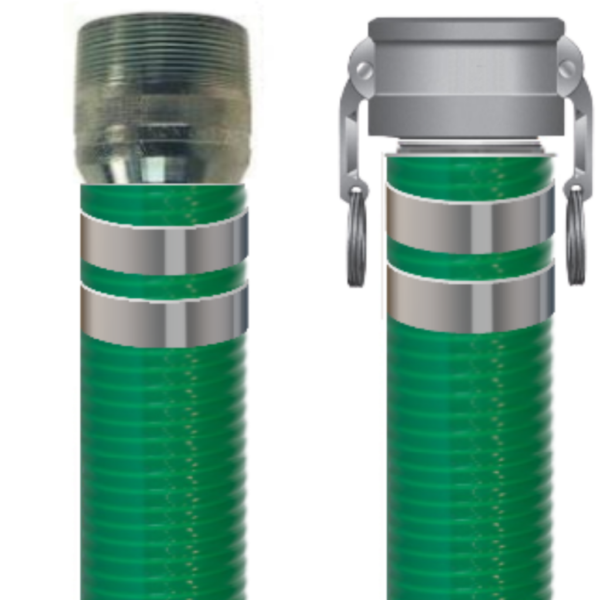 Green PVC Suction Hose | 1006-300-0240-AL-CXMP | 3" ID, 3.46" OD, 55 PSI, Resistant to Chemicals | Ideal for Construction & Industrial Applications