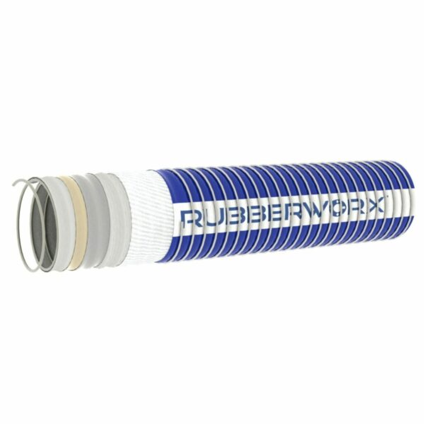 2C02205-400 Heavy-Duty Petroleum Composite Hose​ - 4" ID, 250 psi, Natural Polypropylene Tube, POLYFIBER Reinforcement, Galvanized Inner Helix, Aluminum Outer Helix, -40°F to 212°F