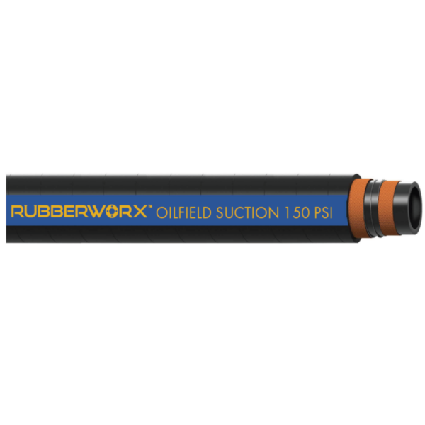 Oilfield Suction Hose for Unrefined Oils & Refined Fuels - 6" x 20' Heavy-Duty Discharge Hose with SBR Blend Tube, Textile Reinforcement, and Steel Helix - Pressure Rated up to 150 PSI