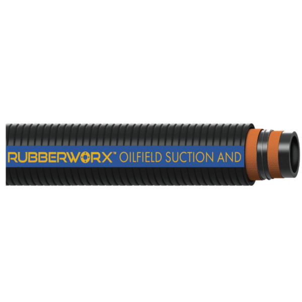 Industrial Strength Oilfield Suction Hose - 150psi, 6"x6.6",  SBR Blend Tube, Textile Reinforcement, Steel Helix, -22°F to 180°F - for Tank Trucks, Pumping and Transfer Applications - SKU