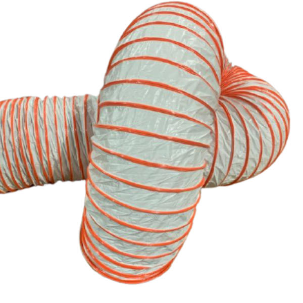 Ducting for Return Air in Temporary Systems - PVC Polyester with Steel Helix, 25ft Length - Meets UL94VTM-O, CFM, NFPA701 Specs