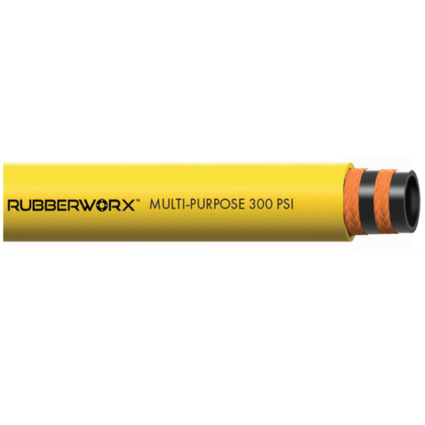 EPDM Multipurpose Hose for Air, Water & Light Chemicals - Flexible & Durable Hose with  EPDM Tube, Textile Reinforcement - 0.62" ID, 300 PSI, -40°F to 210°F - M003101Y-062