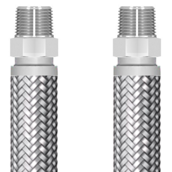 Flexible and Durable 316 Stainless Steel Metal Hose - Male NPT, 0.75" ID x 1.19" OD, 1250 PSI, for Tough Industrial Applications
